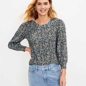 LOFT Garden Puff Sleeve Sweatshirt Medium